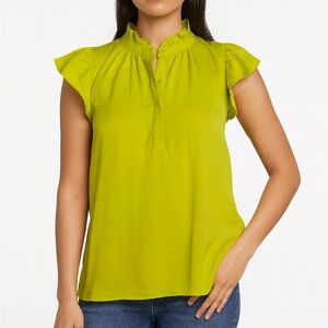 Alex & Lili Women’s Vibrant Lime Green Sleeveless Blouse Size M